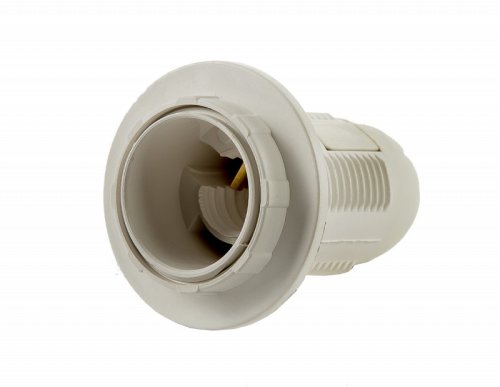 Патрон электрический LLT E14-ППК с прижимным кольцом пластик белый фото Патрон электрический LLT E14-ППК с прижимным кольцом пластик белый картинка